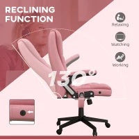 HOMCOM Massage Office Chair, Heated Reclining Computer Chair with 6 Vibration Points, Armrest and Remote, Pink(m-6)