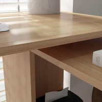 HOMCOM L Shaped Corner Desk, 360 Degree Rotating Home Office Desk with Storage Shelves, Writing Table Workstation, Maple(m-7)