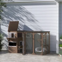 PawHut Large Outdoor Cat House for 3 Kitties, Multi-Level Design with Big Hiding Areas 2 Stories & Multiple Platforms Cat Condo(m-2)