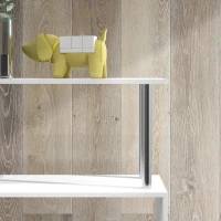 HOMCOM 5-Tiers Geometric Wooden Bookcase S-Shaped Storage Bookshelf Display with Metal Frame for Living Room, Bedroom, Home Office, White(m-10)
