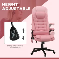 HOMCOM Massage Office Chair, Heated Reclining Computer Chair with 6 Vibration Points, Armrest and Remote, Pink(m-4)
