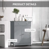 Kleankin Freestanding Bathroom Floor Cabinet, Wooden Bathroom Cabinet with 2 Doors, 2 Drawers and Adjustable Shelf, Gray(m-6)
