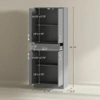 HOMCOM 71" Kitchen Cabinet with Drawer and Adjustable Shelf, Freestanding Tall Kitchen Pantry, Gray(m-3)