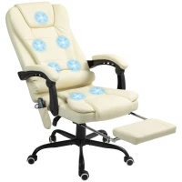 Vinsetto 7-Point Vibrating Massage Office Chair High Back Massaging Office Desk Chair with Lumbar Support, Footrest, Cream White(m-11)