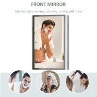 HOMCOM Bathroom Mirrored Cabinet, Vertical 16" x 24" Stainless Steel Frame Medicine Cabinet, Wall-Mounted Storage Organizer with Single Door(m-5)