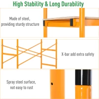 HOMCOM 4-Step Steel 4.6 x 2 x 6 ft. Scaffold 2 Wheels Free Moving for Indoor & Outdoor Decoration Anti-Skid, 440 Pound Capacity(m-6)