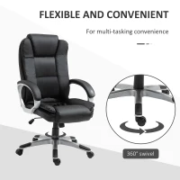 Vinsetto High Back Executive Office Chair Adjustable Desk Seat Swivel PU Leather Computer Chair with Padded Armrests(m-6)