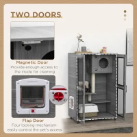 PawHut Cat Tree House with Scratching Post and Wheels, Gray(m-6)