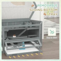 PawHut Wooden Hamster Cage Small Animal Exercise Play House 3 Tier with Tray, Seesaws, Water Bottle, Activity Center, Gray(m-7)