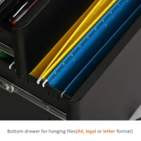 Vinsetto Metal Filing Cabinet 3 Drawer, Mobile Office Cabinet with Wheels for Legal, Letter, A4 File, Black(m-6)