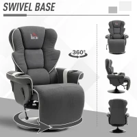 HOMCOM Manual Recliner, Swivel Lounge Armchair with Footrest and Two Cup Holders for Living Room, Black(m-6)