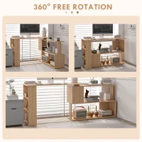 HOMCOM L Shaped Corner Desk, 360 Degree Rotating Home Office Desk with Storage Shelves, Writing Table Workstation, Maple(m-5)