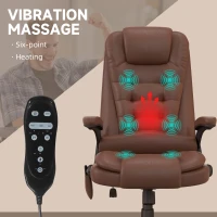 HOMCOM Massage Office Chair, Heated Reclining Computer Chair with 6 Vibration Points, Armrest and Remote, Brown(m-4)