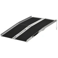 HOMCOM 4' Skidproof Portable Wheelchair Ramp for Home, Steps, Doorways, Carpeted Foldable Handicap Ramp, Threshold Ramp(m-11)