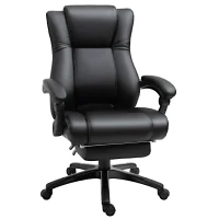 Vinsetto Executive High Back Office Chair Executive Computer Desk Chair with PU Leather, Adjustable Height and Retractable Footrest, Black(m-1)
