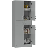 HOMCOM 71" Kitchen Cabinet with Drawer and Adjustable Shelf, Freestanding Tall Kitchen Pantry, Gray(m-11)