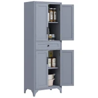 HOMCOM 67" 4-Door Kitchen Pantry with Drawer and Adjustable Shelves, Gray(m-1)