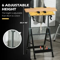 HOMCOM Work Bench Tool Stand with Adjustable Height and Angle, Carpenter Saw Table with 4 Clamps, Steel Frame, 220lbs Capacity(m-4)