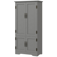 HOMCOM Accent Floor Storage Cabinet Kitchen Pantry with Adjustable Shelves and 2 Lower Doors, Gray