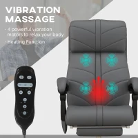 Vinsetto Executive Massage Office Chair with 4 Vibration, Computer Desk Chair, PU Leather Heated Reclining Chair with Adjustable Height, Swivel Wheels, Gray(m-4)