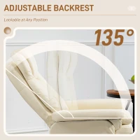 HOMCOM PU Leather Recliner Chair with Ottoman, Swivel Recliner and Ottoman with Round Wrapped Base for Living Room, Cream White(m-4)