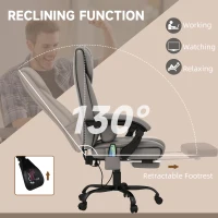 Vinsetto Massage Office Chair with 6 Vibrating Points, High Back Reclining Office Chair with Footrest and Remote, Gray(m-6)