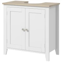 Kleankin Pedestal Sink Storage Cabinet, Under Sink Cabinet with U-Shape and Adjustable Internal Shelf, White(m-11)
