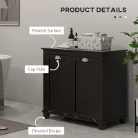HOMCOM Bathroom Storage Cabinet, Tilt-Out Laundry Hamper with 2 Compartments, Black(m-5)
