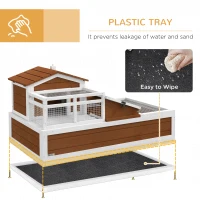 PawHut 3-Room Tortoise Habitat House w/ Balcony & 2 Stories, 44" x 25.5" x 25", Coffee(m-6)