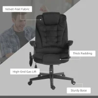 HOMCOM 6 Point Executive Office Chair with Heat, Velvet High Back Vibrating Massage Office Chair, Black(m-9)