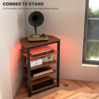 HOMCOM TV Stand for TVs up to 29", Entertainment Center with 4-Tier Storage Shelves and LED Lights for Living Room(m-4)