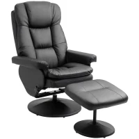 HOMCOM PU Leather Recliner Chair with Ottoman, Swivel Recliner and Ottoman with Round Wrapped Base for Living Room, Black(m-11)