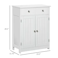 Kleankin Freestanding Bathroom Floor Cabinet, Wooden Bathroom Cabinet with 2 Doors, 2 Drawers and Adjustable Shelf, White(m-3)
