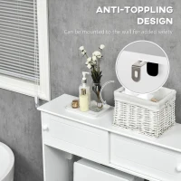 HOMCOM Over The Toilet Bathroom Cabinet, Freestanding Bathroom Storage Organizer with Adjustable Shelves, Toilet Rack, White(m-4)
