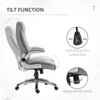 Vinsetto High Back 360° Swivel Ergonomic Home Office Chair with Flip Up Arms, Faux Leather Computer Desk Rocking Chair, Gray(m-5)