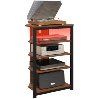 HOMCOM TV Stand for TVs up to 29", Entertainment Center with 4-Tier Storage Shelves and LED Lights for Living Room(m-11)