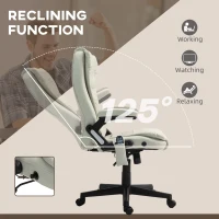 Vinsetto 6 Point Vibrating Massage Office Chair with Heat, Microfiber Massage Desk Chair with Reclining Backrest, Beige(m-7)
