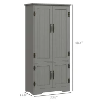 HOMCOM Accent Floor Storage Cabinet Kitchen Pantry with Adjustable Shelves and 2 Lower Doors, Gray(m-3)