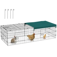 PawHut 73" Small Animal Playpen with with Roof for Rabbits, Chicken, Chinchillas for Indoor/Outdoor Use, Green(m-11)