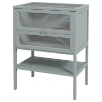 PawHut 3-Tier Wooden Hamster Cage Mice and Rat Cage Small Animals Hutch with Openable Top, Front Door, Storage Shelf, Gray(m-12)