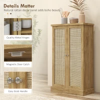 HOMCOM 41" Rattan Kitchen Storage Cabinet, Food Pantry Cabinet with 5-Tier Shelf, 12 Spice Racks, Adjustable Shelves, Natural(m-8)