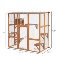 PawHut Catio Cat Window Box Outside Enclosure with Bridge Platforms(m-3)