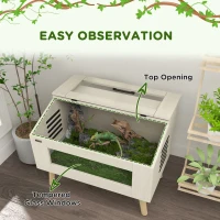 PawHut 30 Gallon Reptile Tank, Top Opening Reptile Enclosure with Glass Windows for Snakes, Lizards Horned Frogs & Chameleons(m-5)