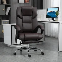 Vinsetto 6 Point Vibration Massage Office Chair with Heat, PU Leather Computer Chair with Adjustable Height Reclining Back, Brown(m-2)