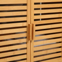 kleankin Freestanding Bathroom Sink Cabinet, Bamboo Under Sink Cabinet Cupboard Organizer with 2 Slatted Doors, Natural(m-8)