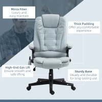 Vinsetto 6 Point Vibrating Massage Office Chair with Heat, Microfiber Massage Desk Chair with Reclining Backrest, Light Gray(m-9)