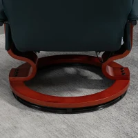 HOMCOM Faux Leather Manual Recliner, Adjustable Swivel Lounge Chair with Footrest, Armrest and Wrapped Wood Base for Living Room, Blue(m-11)