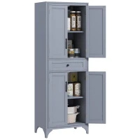 HOMCOM 67" 4-Door Kitchen Pantry with Drawer and Adjustable Shelves, Gray(m-11)