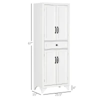HOMCOM 67" 4-Door Kitchen Pantry with Drawer and Adjustable Shelves, White(m-3)