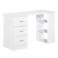 HOMCOM 47" Modern Computer Desk with Bookcase & 3 Drawers, White